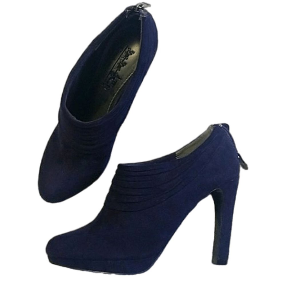 Coach and Four Navy Suede Platform Heel Booties